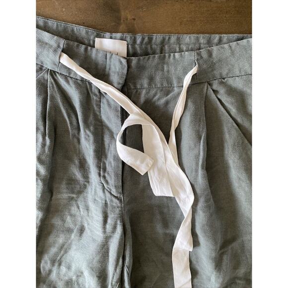 Wilfred Aritzia Cuffed Drawstring Green Linen Blend Casual Pants Vacation 8 - Picture 4 of 11